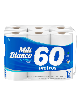 Imagem de Papel Higienico Mili 60m C/ 12 Folha Simples